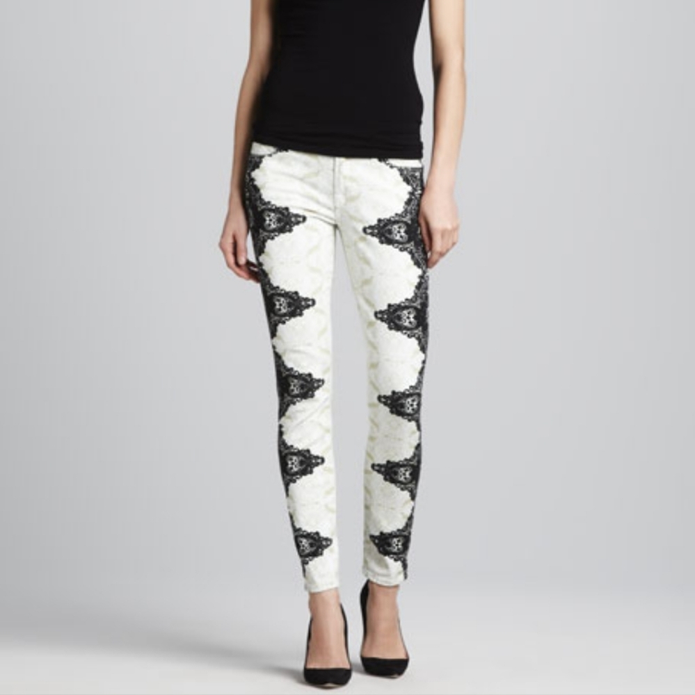 7 For All Mankind Lace Printed Skinnies